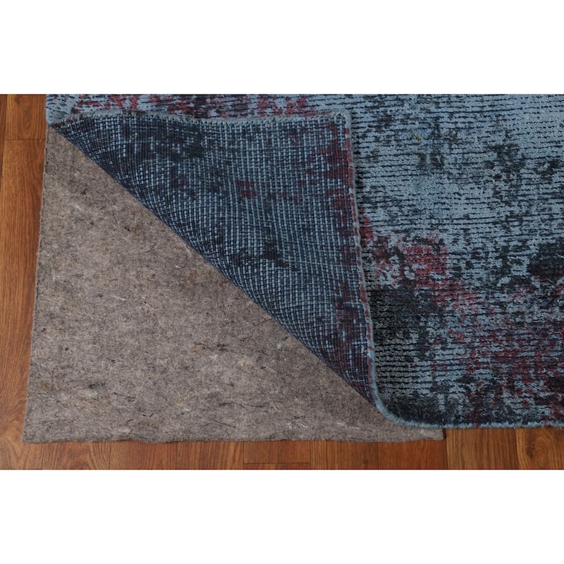 All-Over Blue Abstract Modern Area Rug Handmade Wool Carpet - 8'3" x 11'11"