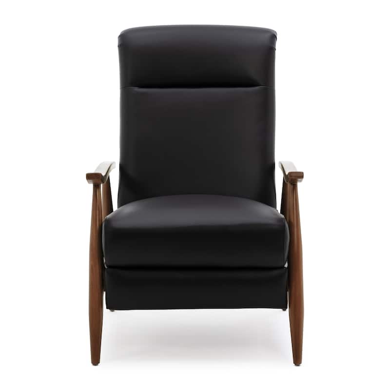 Fordham Top Grain Leather Wood Arm Push Back Recliner by Greyson Living