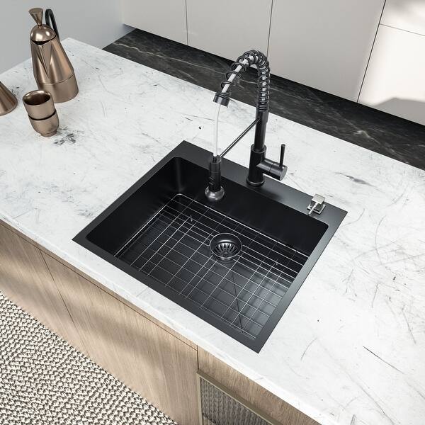 Kichae 28 inch Stainless Steel Drop in Kitchen Sink Gunmetal ...