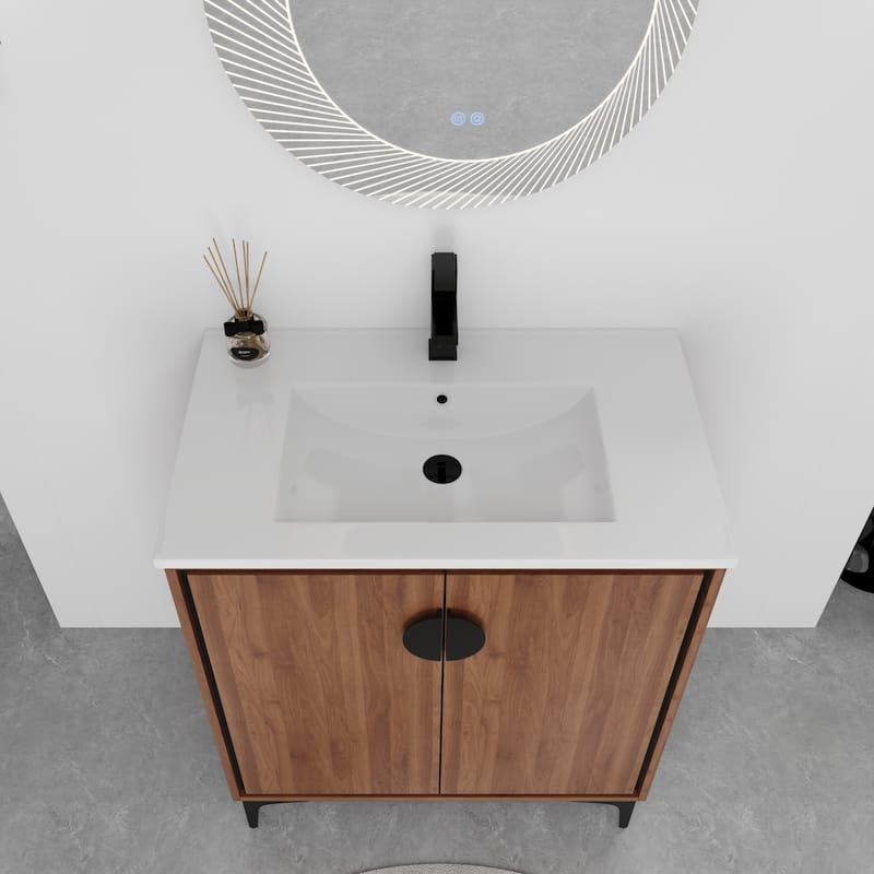 Malwee 24"/30" FreeStanding Bathroom Vanity, Floor Stand Bathroom Vanity with Sink,Soft Close Door and Adjustable shelf