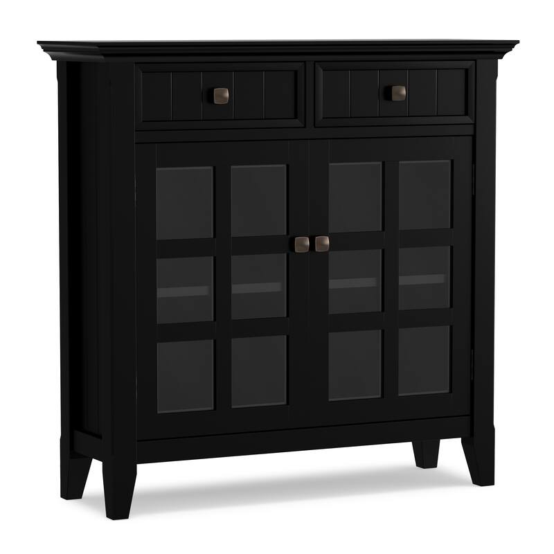 WYNDENHALL Normandy Solid Wood 36 inch Wide Small Storage Bench and 36 inch Wide Storage Cabinet