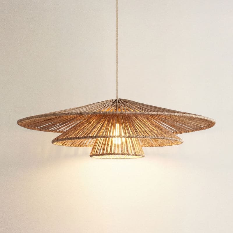 Sammie Rattan Pendant Light Natural Tiered 1-Light Handwoven Ceiling Light For Modern, Transitional, Farmhouse, Boho Room Decor