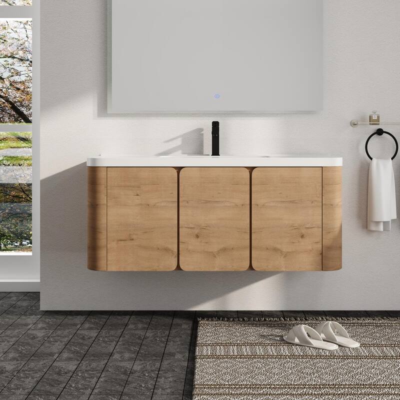 Malwee 48"/60" Floating Bathroom Vanity with Sink, Wall Mounted Bathroom Vanity with Soft Close Door