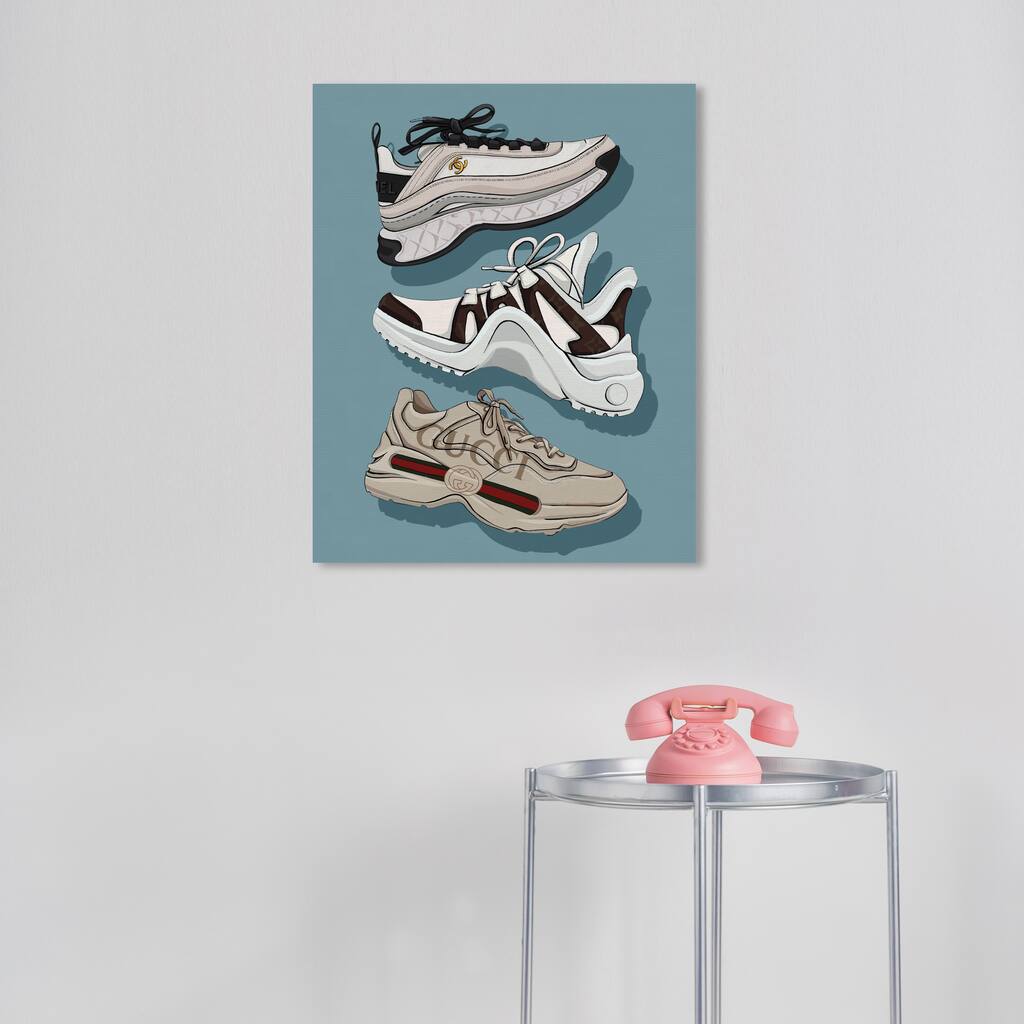Wynwood Studio Fashion and Glam Glam Sneakers Blue and Modern & Contemporary Wall Art Canvas Print