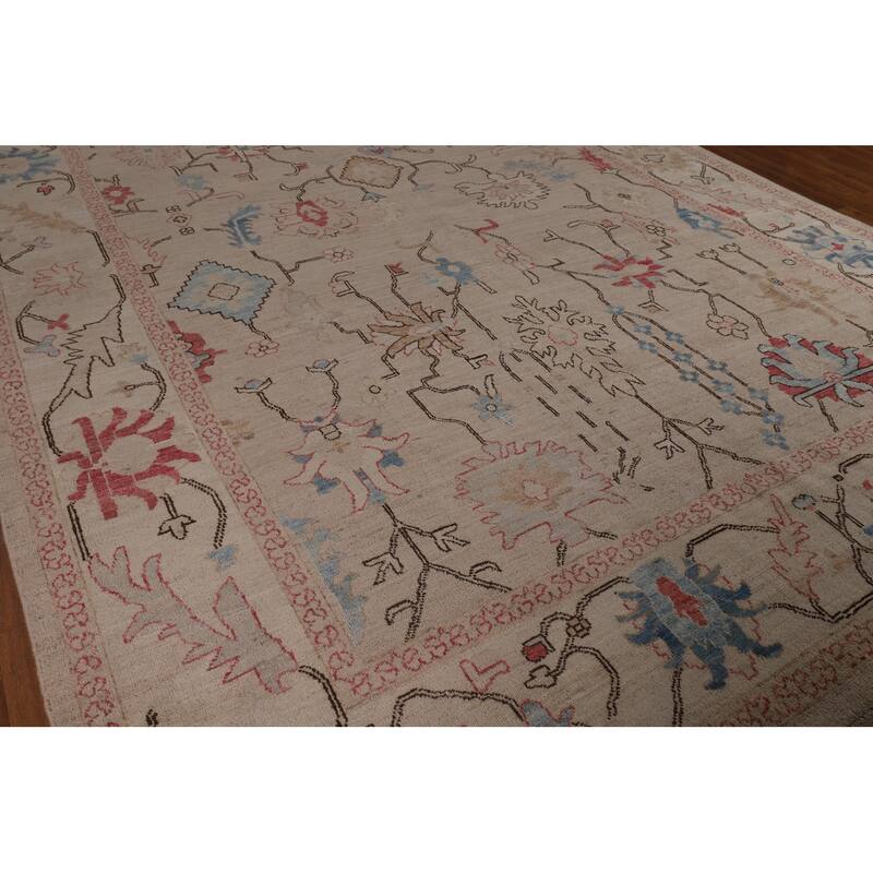Vegetable Dye Oushak Oriental Large Area Rug Handmade Wool Carpet - 9'11"x 13'10"