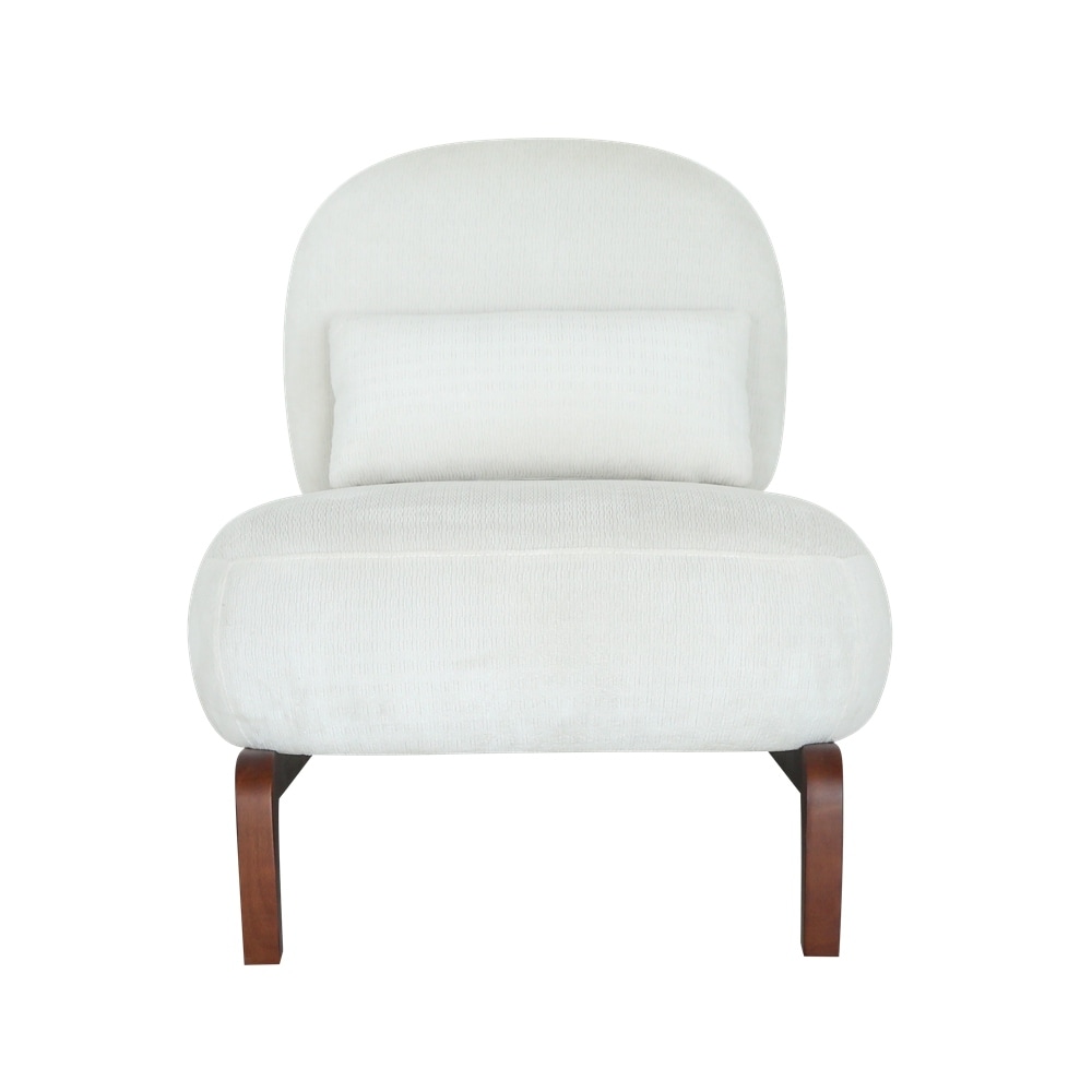 Accent Chair with Solid Wood Legs and Soft Fabric Cushion