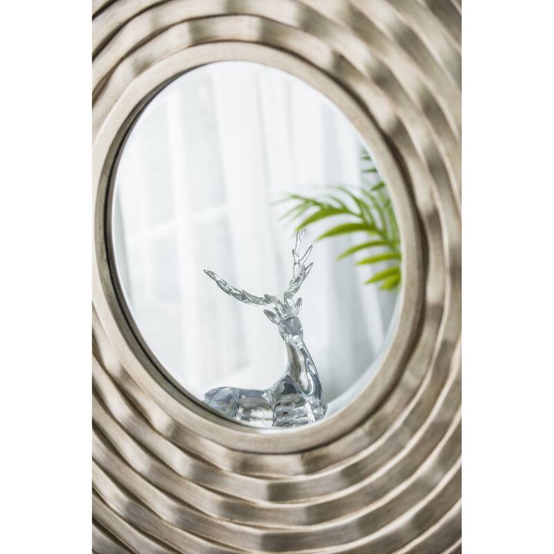 Round Wall Mounted Mirror - Home Decor for Bathroom, Living Room - Silver