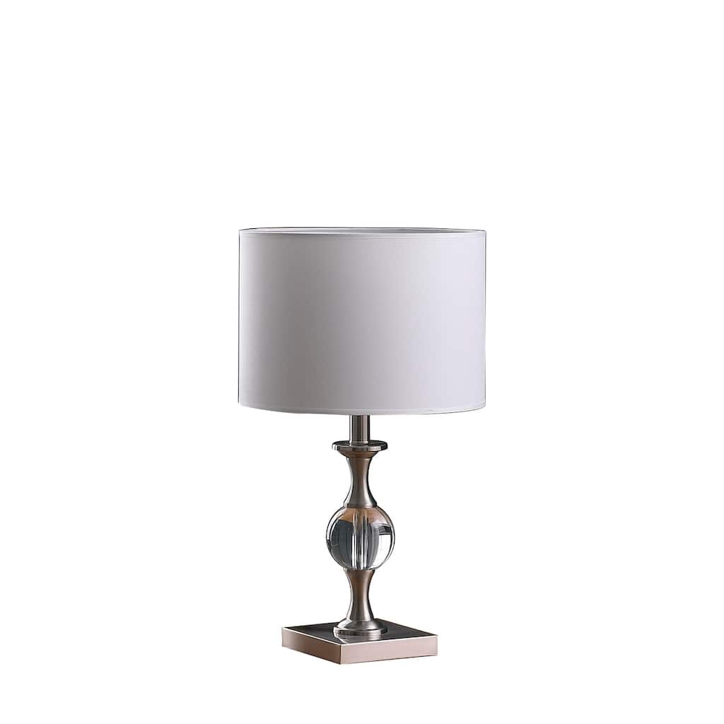 Crystal Table Lamp - Satin Nickel Metal Orb Lamp - Modern Desk Lamp - 19.75" Tall