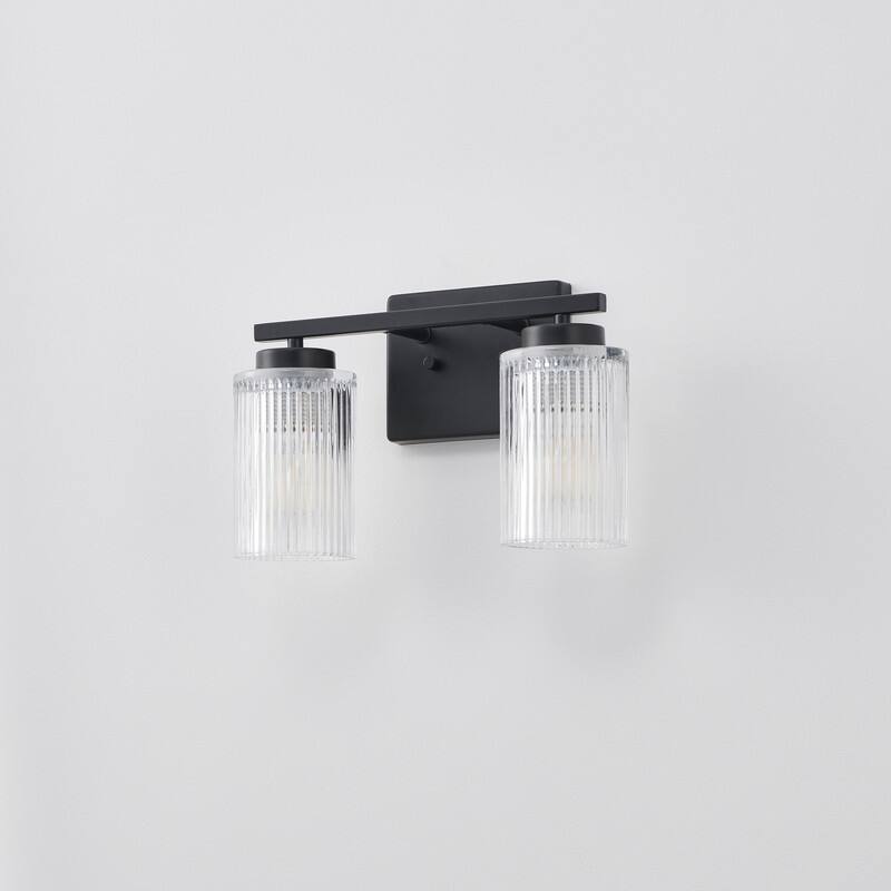 KAWOTI 8.6"H Contemporary Bathroom Vanity Light with Flutted Glass