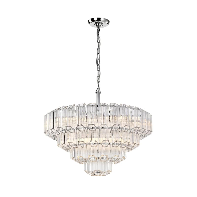 Symphony 9-Light Chrome Tiered Crystal Chandelier - Dimmable E12 Ceiling Fixture with Adjustable Chain