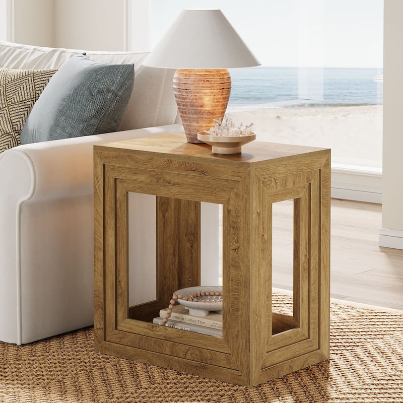 Farmhouse End Table, 24" Square Wooden Side Table