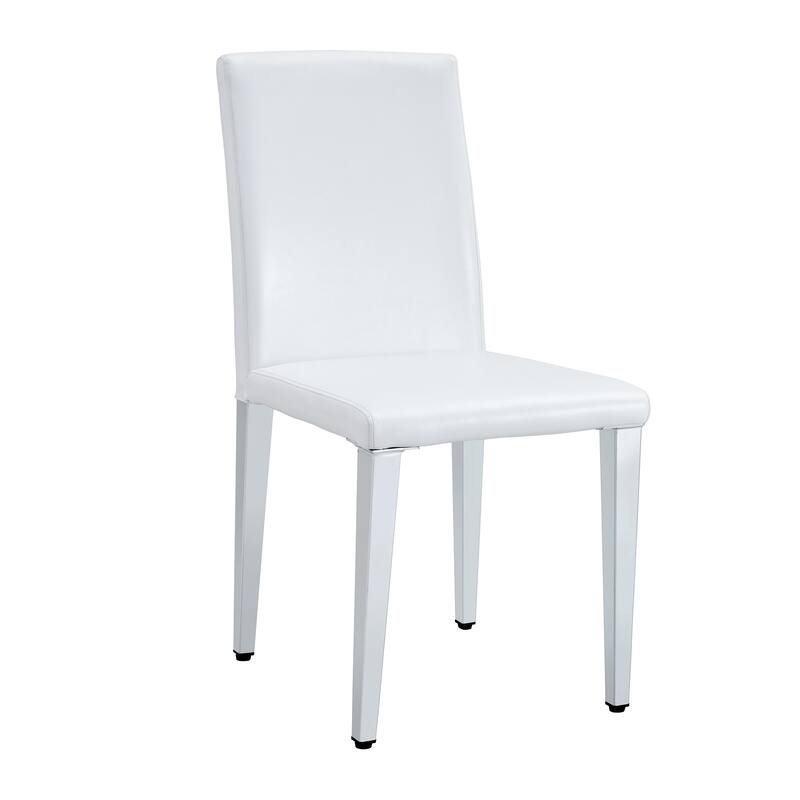 Simple 2 Piece PU Dining Chair with Cushions, Metal Legs, Non Slip Pads for Dining Room Kitchen Bedroom Living Room