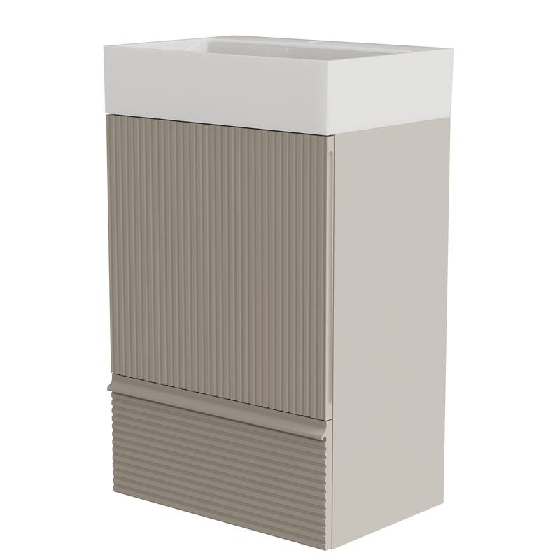 Small Bathroom Vanity with Sink, Fluted Bathroom Vanity with 1 Drawer, Bathroom Storage Cabinet with Soft-Close Door