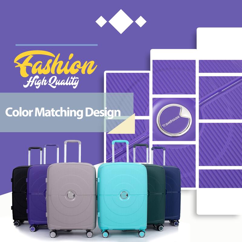 Durable Polypropylene Hardshell Suitcase Set with 360° Spinner Wheels & TSA Lock (20/24/28)