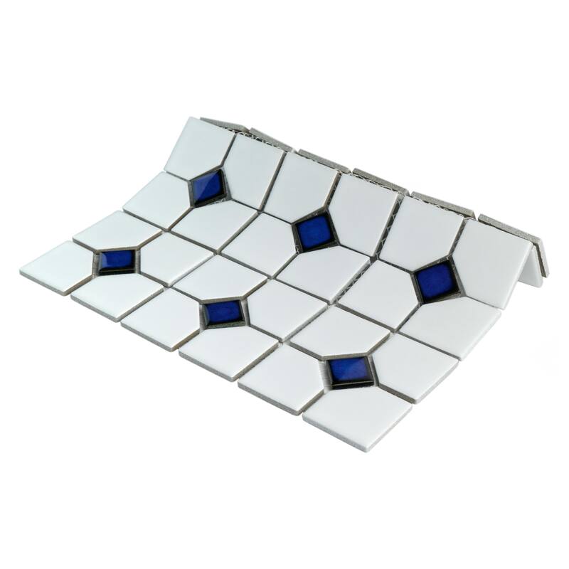 Merola Tile Oxford Matte White w/ Cobalt Dot 11-3/8" x 11-3/8" Porcelain Floor and Wall Tile