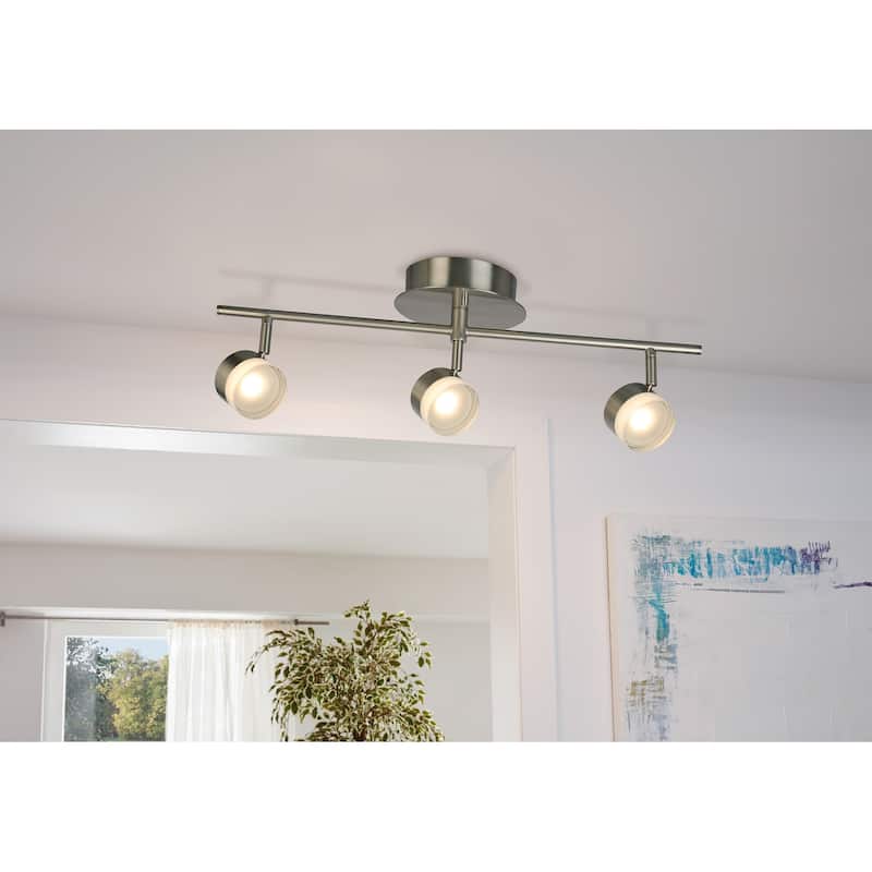 Eglo Newport Hill 3-Light Brushed Nickel LED Semi-Flush Mount Track Lighting with Frosted Acrylic - Brushed Nickel