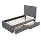 preview thumbnail 10 of 11, Linen Upholstered Platform Bed With Headboard And Two Drawers, Twin Size