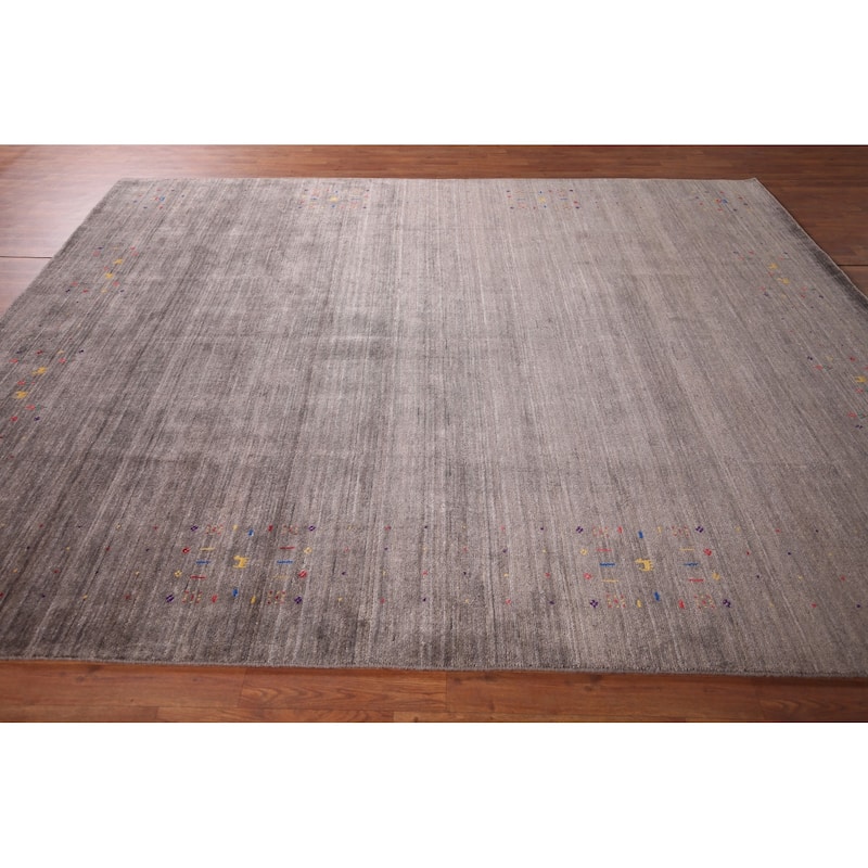Gabbeh Indian Area Rug Handmade Brown Wool Carpet - 8'2"x 9'9"
