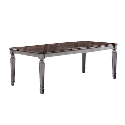 Rectangular Wooden Dining Table with 1 Leaf in Light Grey and Cherry - Light Grey/Cherry