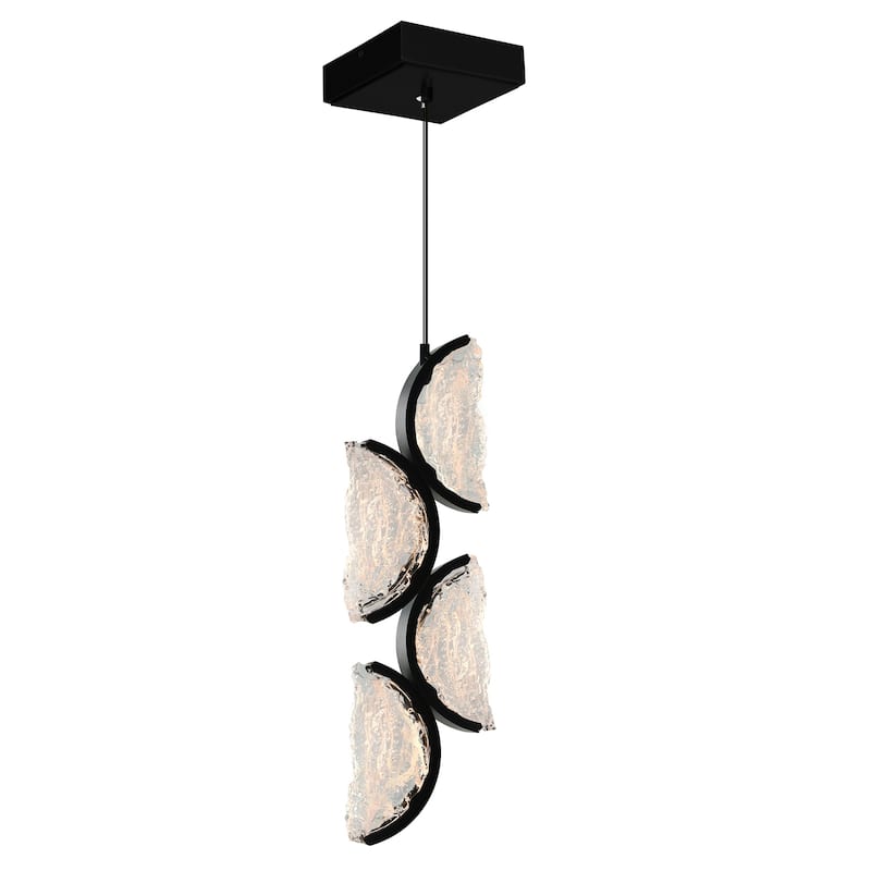 Moon Integrated LED 8in Black Mini Pendant with Handcrafted Glass - Black