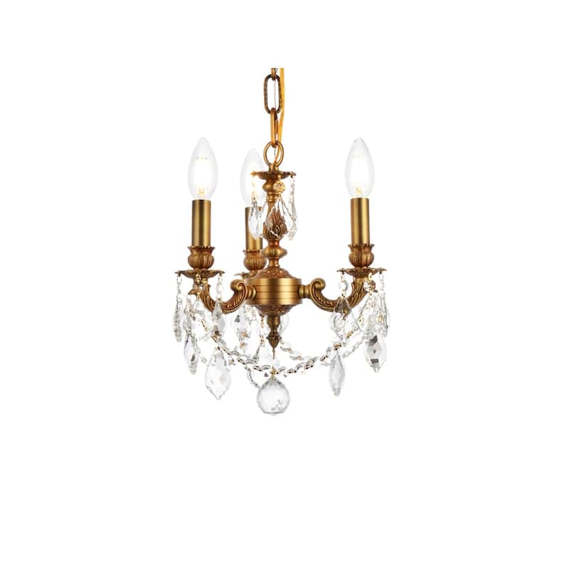 Somette Crystal 3-light French Gold Chandelier