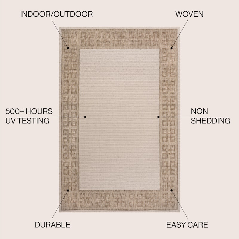 JONATHAN Y Alda Classic Geometric Border Indoor/Outdoor Area Rug