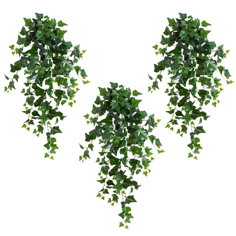 41-in UV Resistant Artificial Puff Ivy Hanging Plant - Set of 3