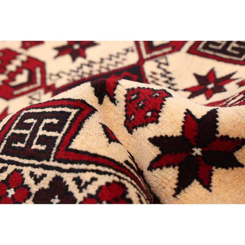 ECARPETGALLERY Hand-knotted Teimani Ivory, Red Wool Rug - 3'2 x 6'1