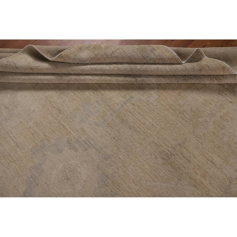 Vegetable Dye Oushak Oriental Large Rug Handmade Floral Wool Carpet - 11'10"x 14'1"