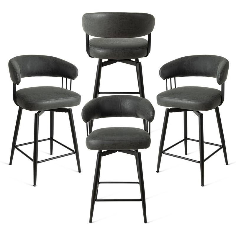 Glitzhome 26 or 31 Inches Modern Upholstered Swivel Counter Height Bar Stools