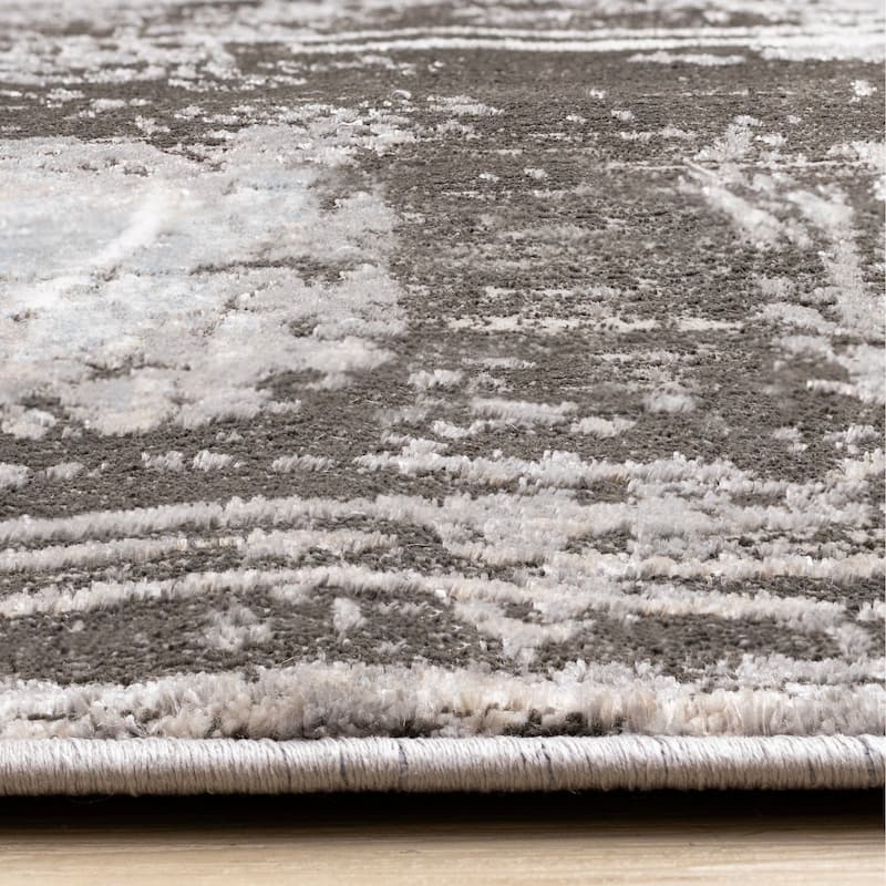 Grey Taupe Blue Distressed Area Rug