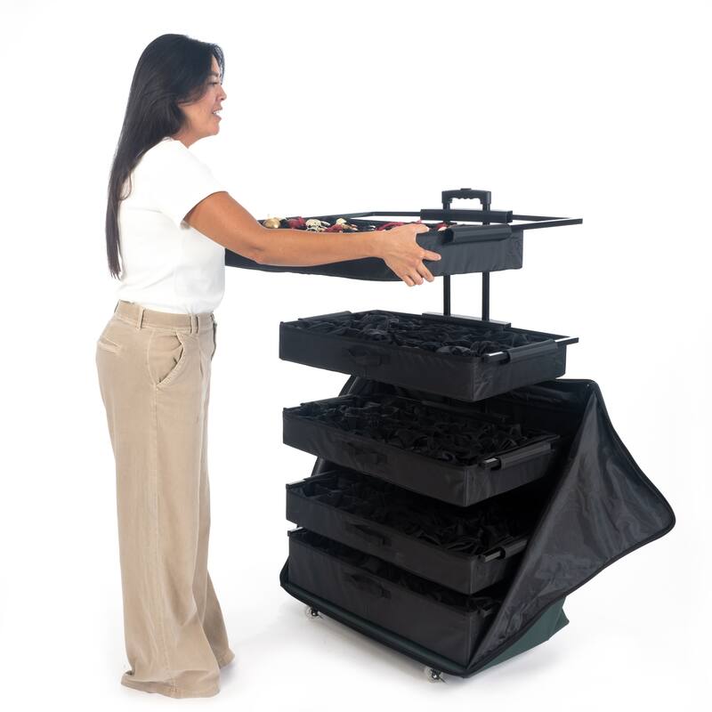 XL Telescoping Christmas Ornament Storage Box w/ Adjustable Dividers - Small Parcel