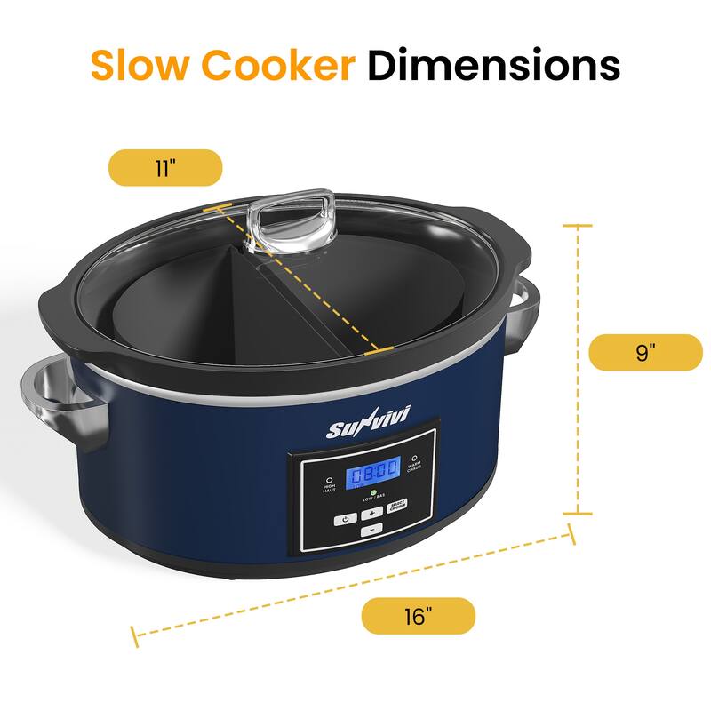 6 Quart Programmable Slow Cooker with 2 in 1 Silicone Liners