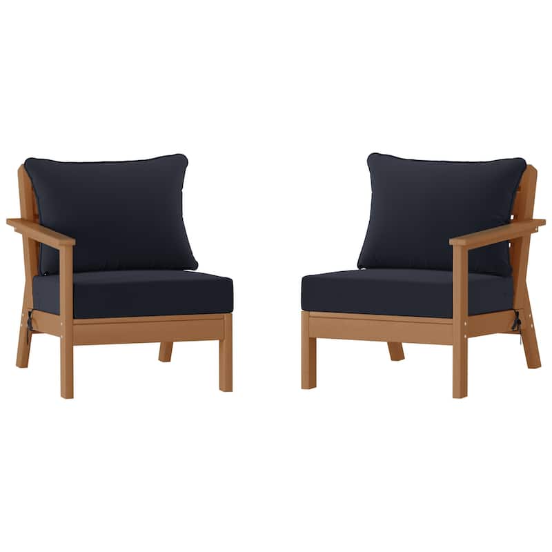 Polytrends Birchwood All Weather HDPE Outdoor Patio Deep Seating Teak Loveseat (2-Piece)