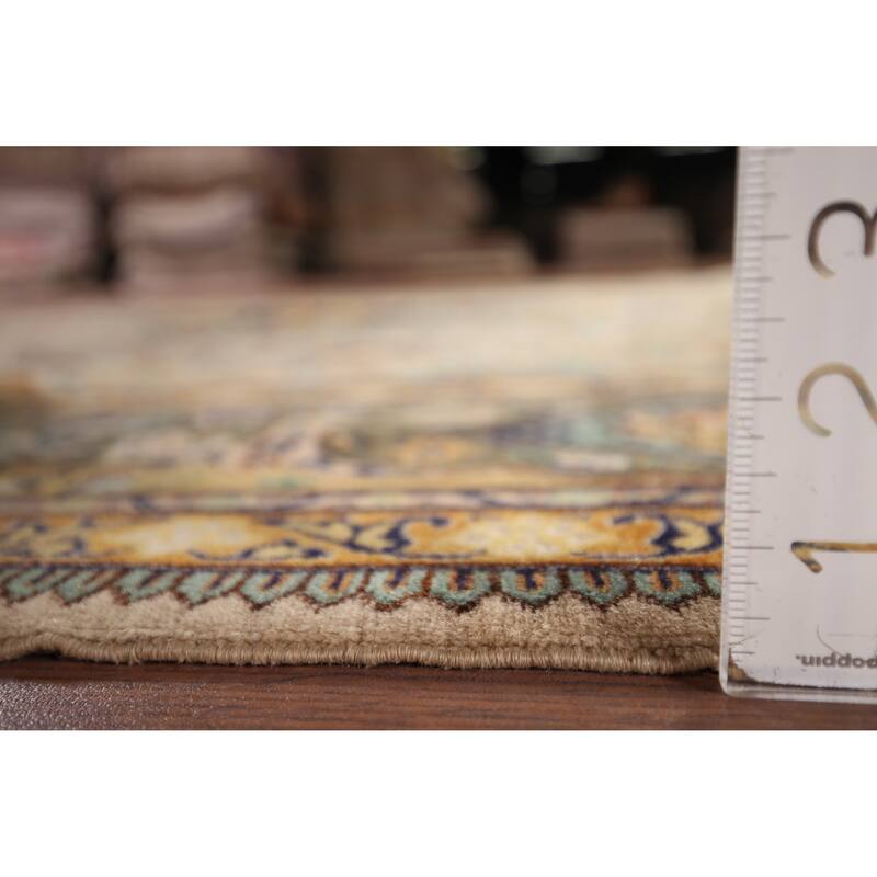 Hand Knotted Oriental 100% Wool Carpet Traditional Floral Beige & Ivories Tabriz Area Rug - 9' 2'' X 6' 3''