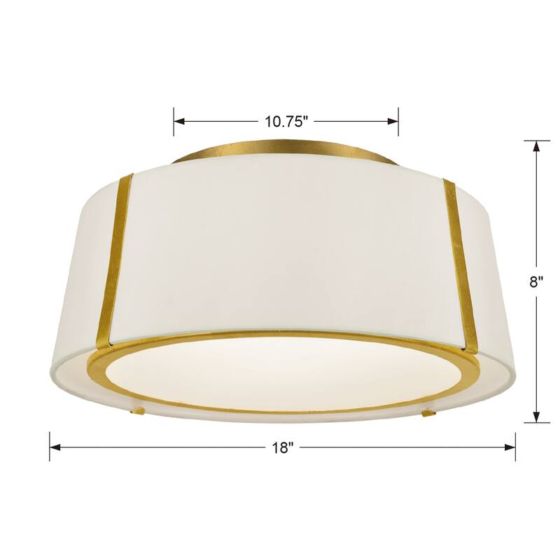 Fulton 3 Light Gold Ceiling Mount - 18'' W x 8'' H