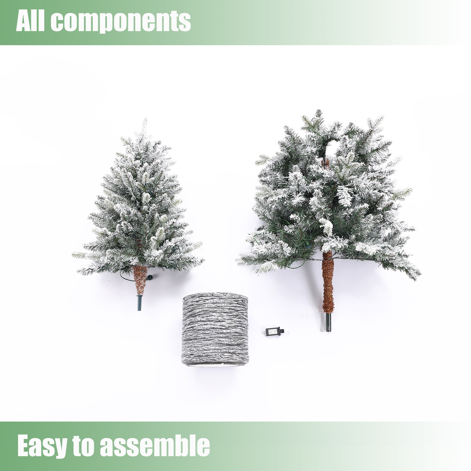 5.6Ft Pre-Lit LED Artificial Slim Fir Christmas Tree with Pot - 66.93" H x 27.56" Diameter
