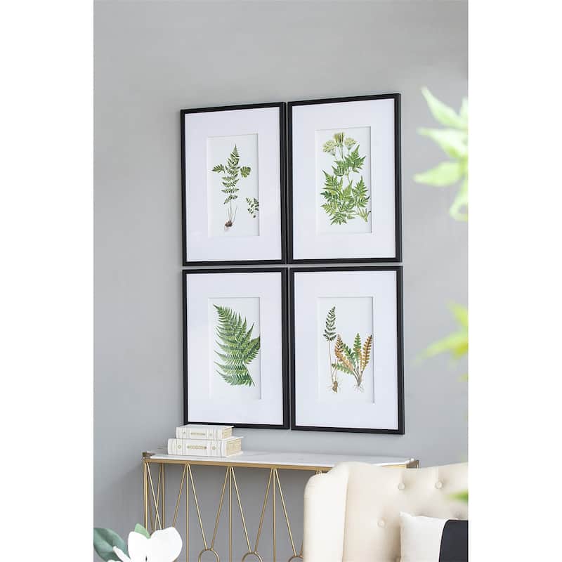 Set of 4 Botanical Black And White Fern Wall Art