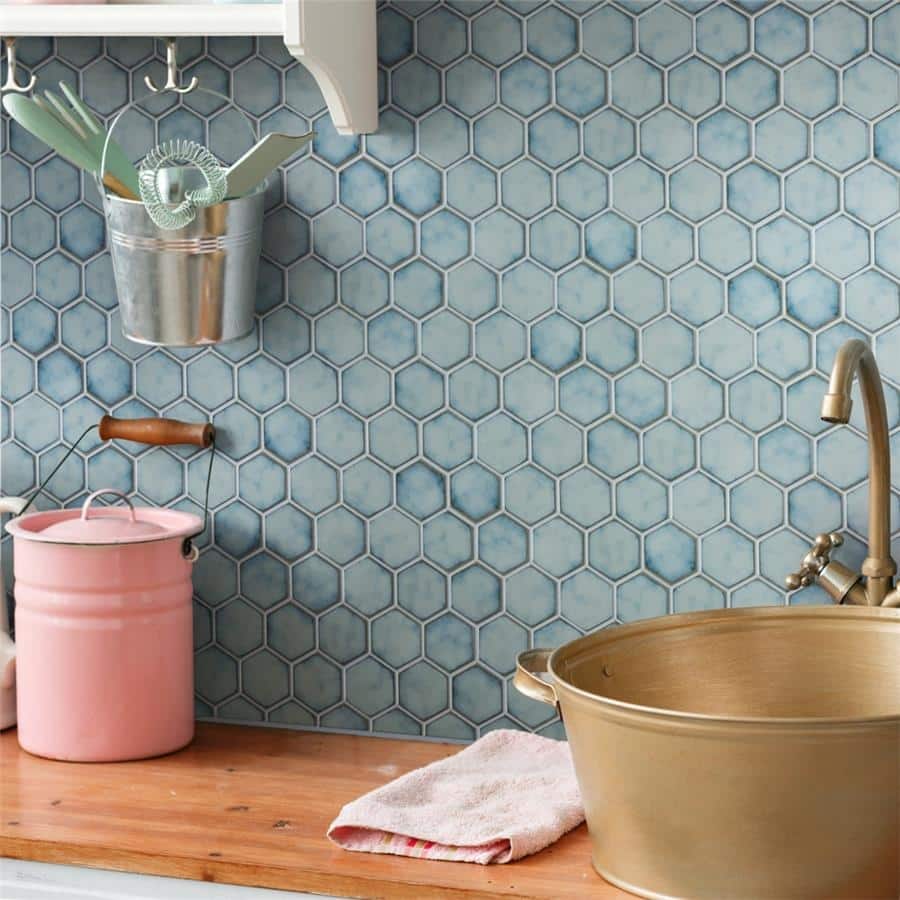 Merola Tile Hudson Due 2" Hex Marine 10-7/8" x 12-5/8" Porcelain Floor and Wall Tile