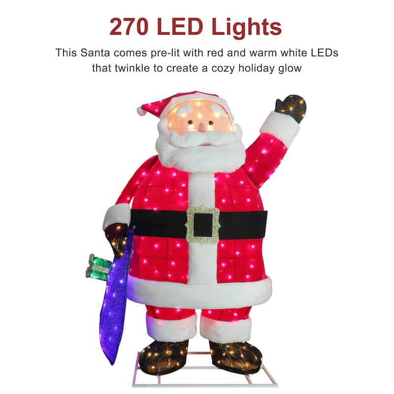 Puleo International 6 ft Santa with Gift Box Christmas Outdoor Decor - Red