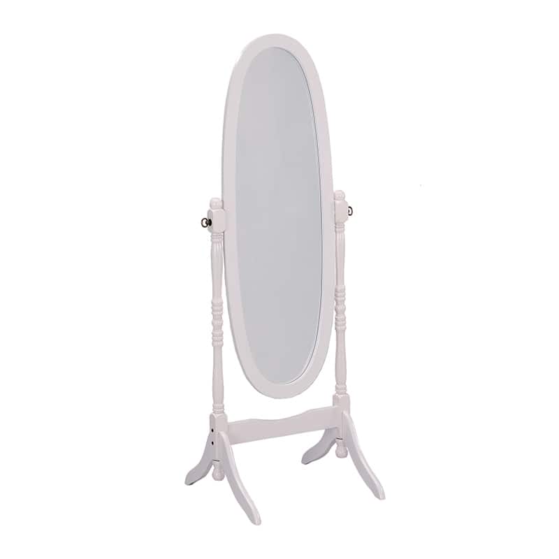 White Finish Cheval Standing Mirror