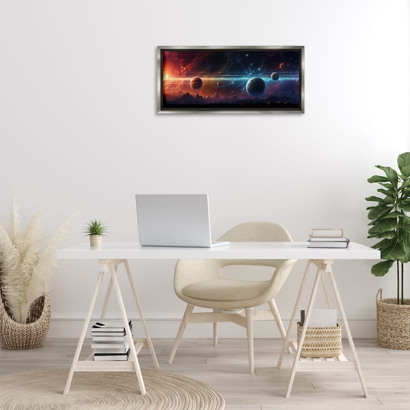 Stupell Surreal Planets over Crags Framed Floater Canvas Wall Art Design By Wumples
