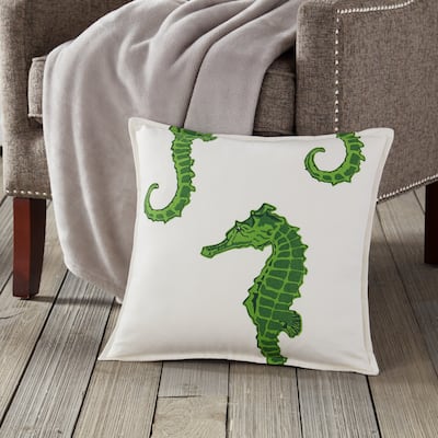 Seahorse Cotton Canvas 20-inch Pillow