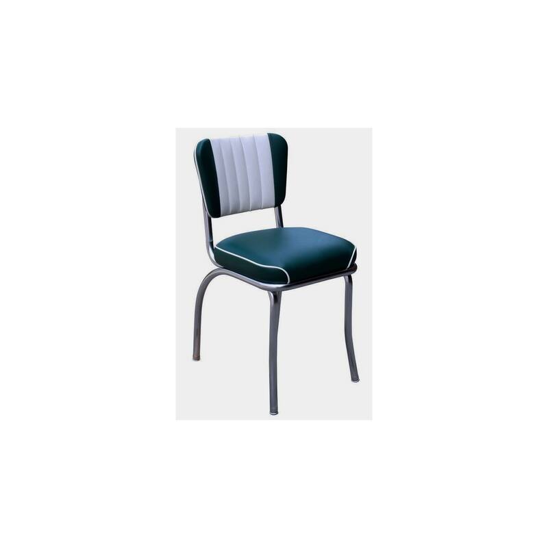 Diner Chair Retro Style Chrome Frame Vinyl Seat - Black White - Restaurant Kitchen Bar - 31.5