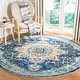 preview thumbnail 10 of 100, SAFAVIEH Madison Diederike Boho Distressed Medallion Area Rug 10' x 10' Round - Blue/Light Blue