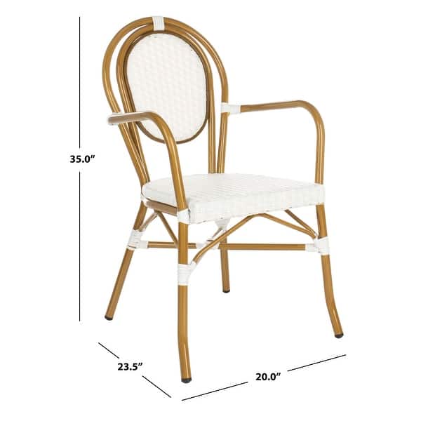 dimension image slide 1 of 2, SAFAVIEH Outdoor Living Rosen Stacking Indoor/Outdoor Arm Chair (Set of 2) - 20" W x 23.5" D x 35" H