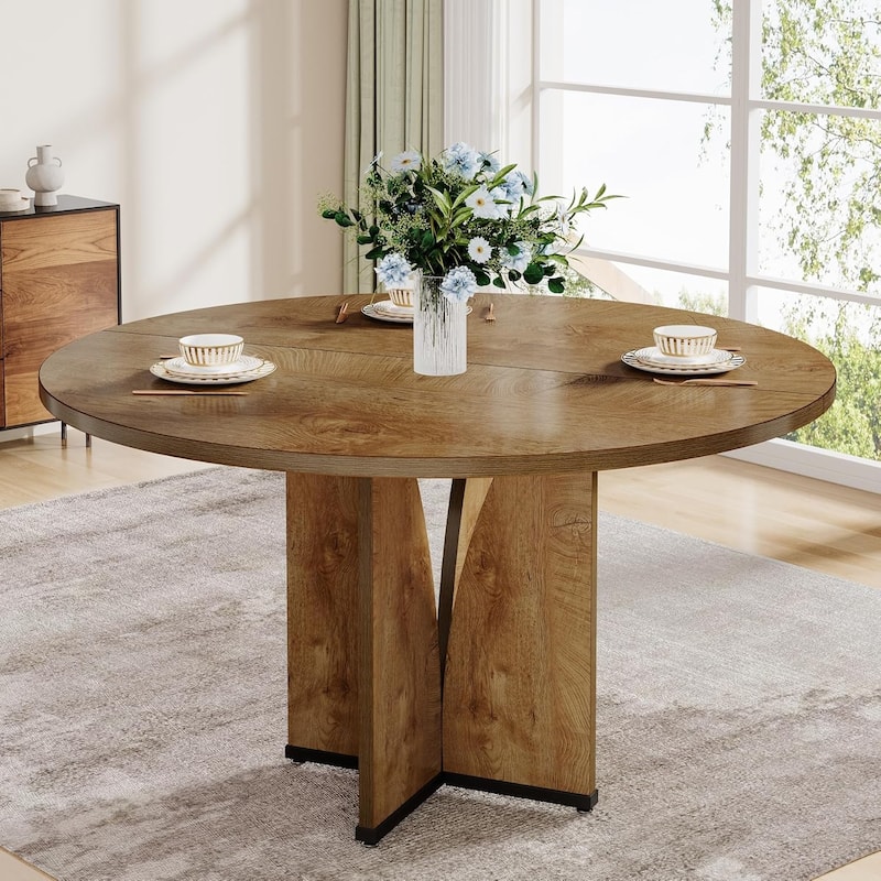 39.4-inch Wood Round Kitchen/Dining Table for 4 People Dining/Living Room