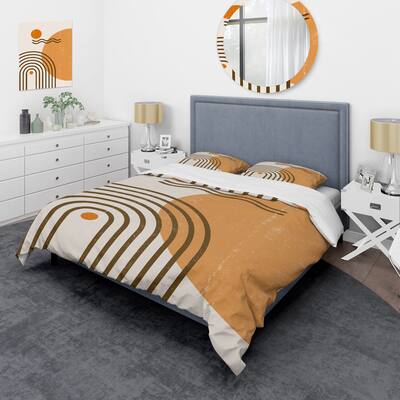 Designart 'Abstract Rainbow Sun and Moon In Earth Tones II' Modern Duvet Cover Set