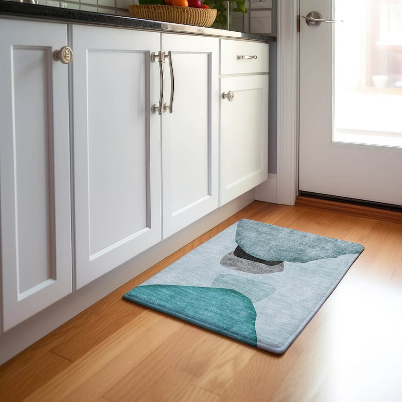 Premium Washable Super Soft Modern Abstract Mayfield Rug - Teal - 1' 8" x 2' 6" - Rectangle