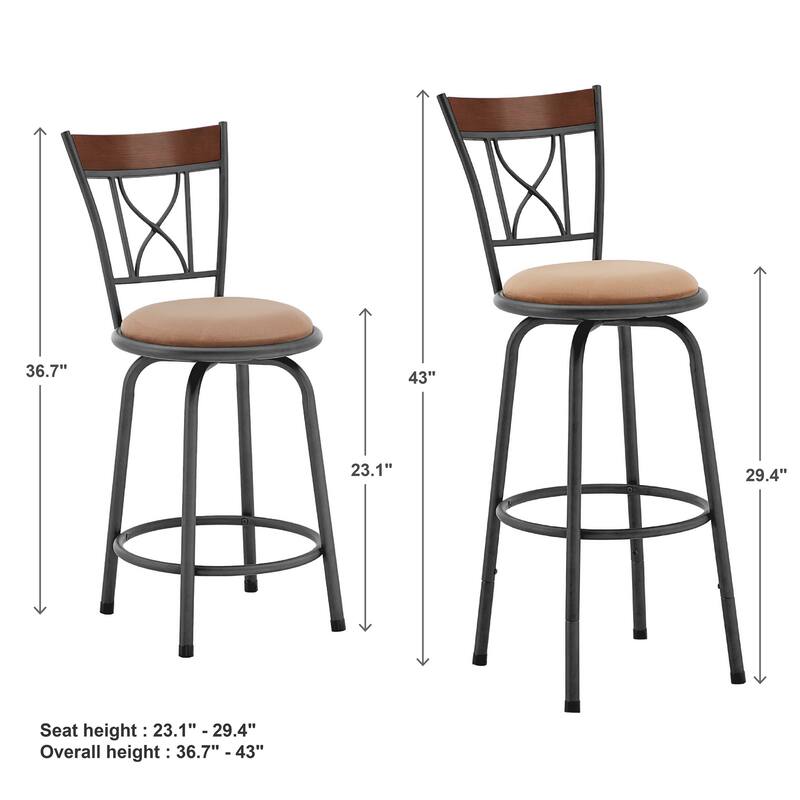 Verona Swivel Adjustable Sheen Black X-Back 3-Piece Stool Set by iNSPIRE Q Classic